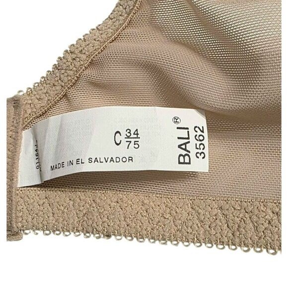 New Bali Minimizer Underwire Bra 34C #3562 Beige Comfort Cushion Straps Support - Picture 4 of 11